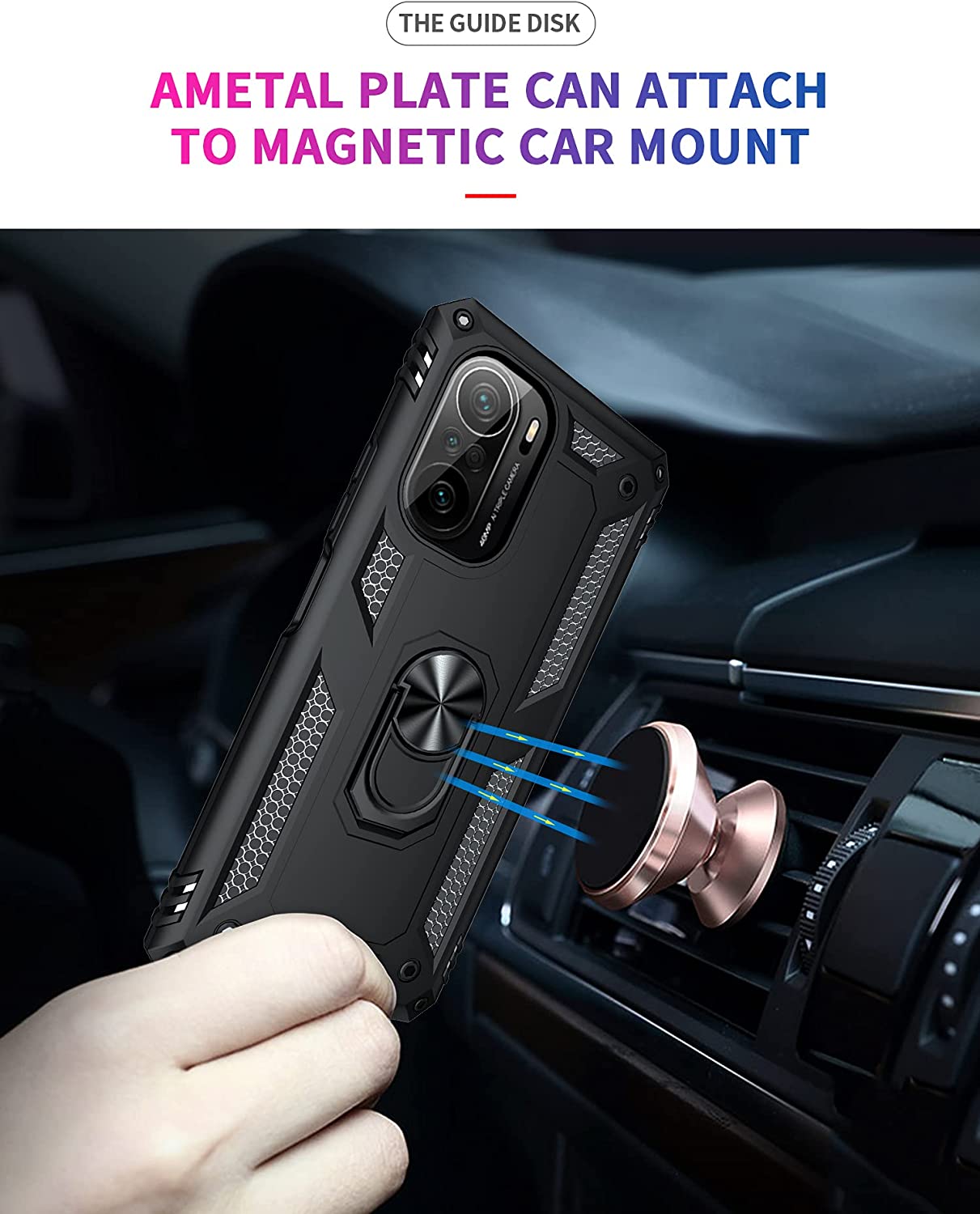 Protectores para celular  para Xiaomi  Pocophone Poco F3 Funda reforzada con anillo v2 Negro